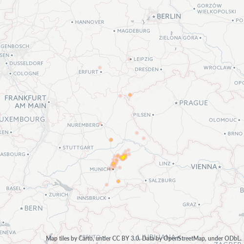 Tepelná mapa podnikov pre 8709