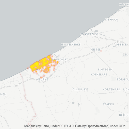 Besighheidskonsentrasie in Poskode 8670 - Koksijde, Vlaandere
