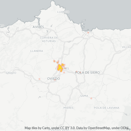 Bedrijfsconcentratie in Postcode 33420 - Lugones, Asturië (regio)