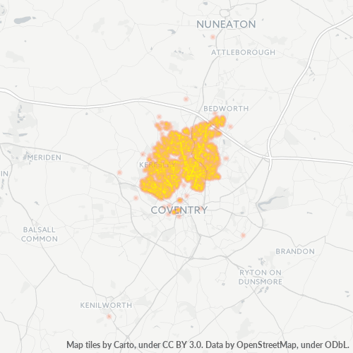 Concentració d'empreses a Codi Postal CV6 - Coventry, Anglaterra
