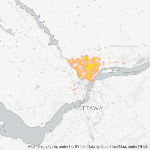 Verksamhetskoncentration i Postnummer J8T - Gatineau, Québec