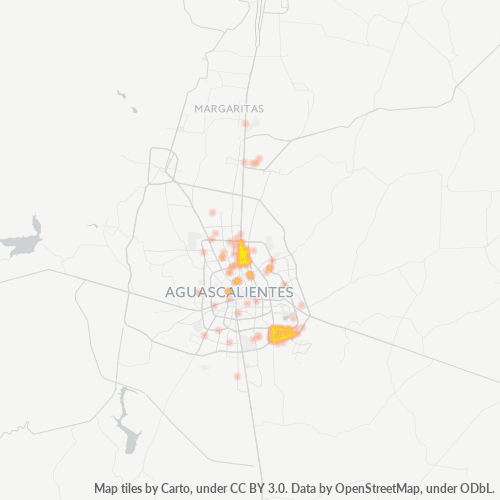 Verksamhetskoncentration i Postnummer 20140 - Aguascalientes, Aguascalientes (delstat)