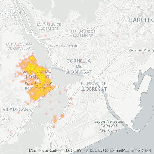 Bedrijfsconcentratie in Postcode 08830 - Spanje