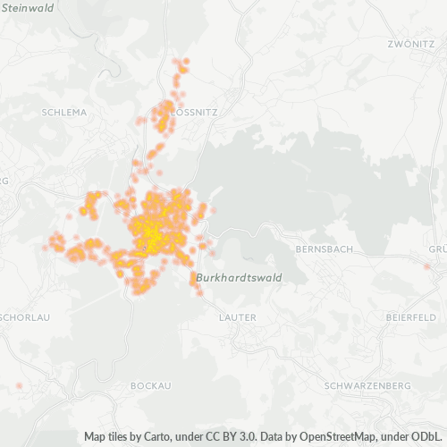Konsentrasi Bisnis di Kode Pos 08280 - Aue, Sachsen