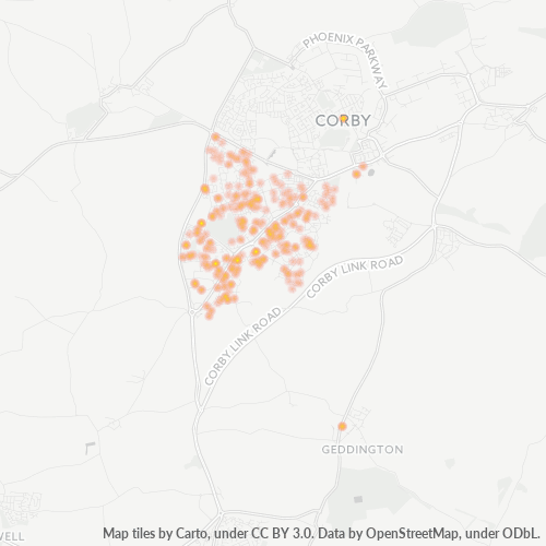 Verksamhetskoncentration i Postnummer NN18 - Corby, England