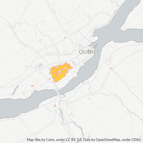 Bedrijfsconcentratie in Postcode G1V - Quebec (stad)