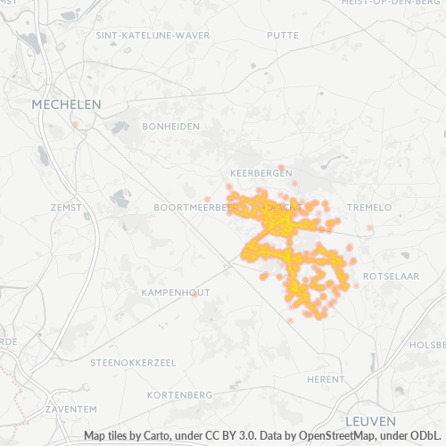 Bedrijfsconcentratie in Postcode 3150 - Wespelaar, Vlaanderen