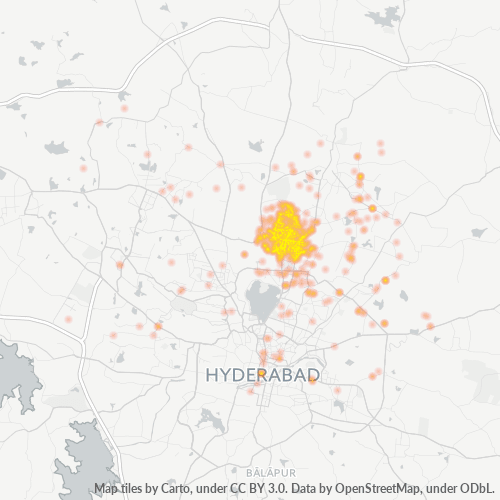 Bedrijfsconcentratie in Postcode 500009 - Haiderabad (Telangana)
