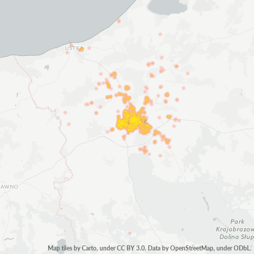 Bedrijfsconcentratie in Postcode 76-200 - Woiwodschap Pommeren