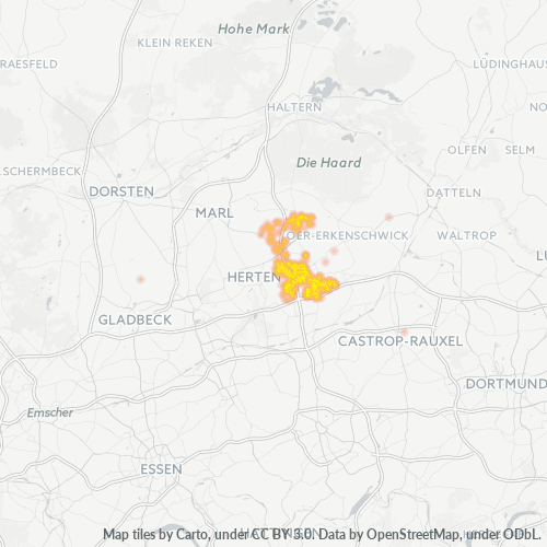 Business Concentration in Postal Code 45659 - Recklinghausen, North Rhine-Westphalia