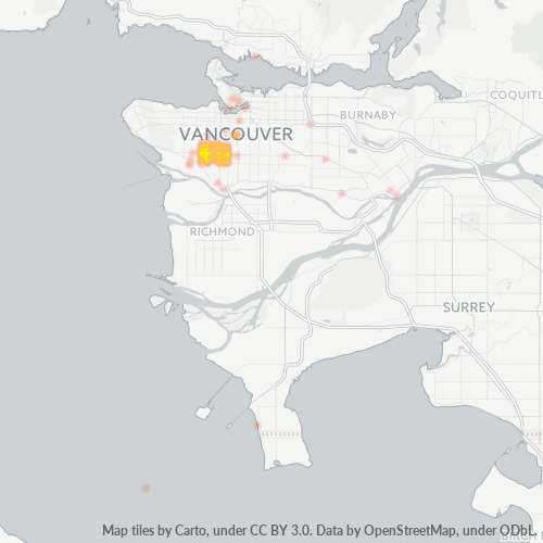 Bedrijfsconcentratie in Postcode V6M - Vancouver, Brits-Columbia