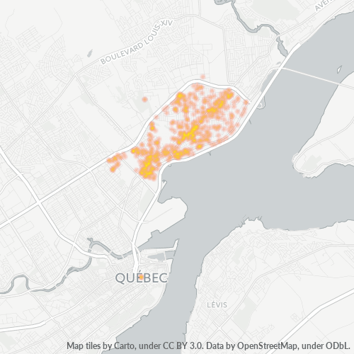Bedrijfsconcentratie in Postcode G1E - Quebec (stad)