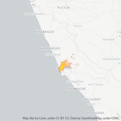 Bedrijfsconcentratie in Postcode 670307 - Kerala