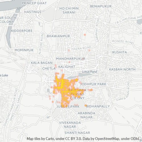 Bedrijfsconcentratie in Postcode 700033 - Calcutta, West-Bengalen
