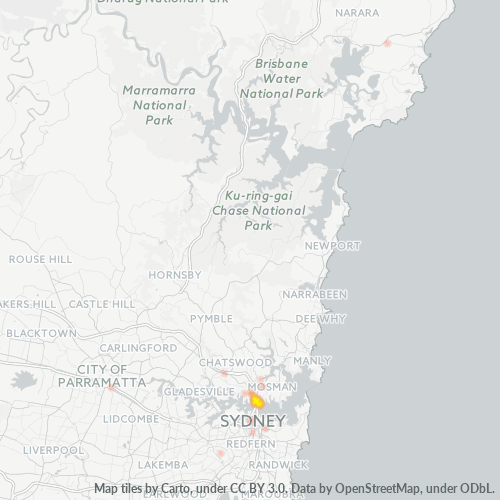 Dami ng Negosyo sa Postal Code 2061 - Milsons Point, New South Wales