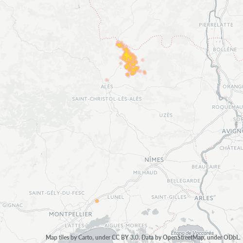 Bedriftskonsentrasjon i Postnummer 30500 - Potelières, Languedoc-Roussillon
