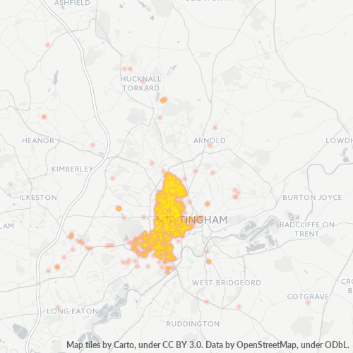 Virksomhedskoncentration i Postnummer NG7 - Nottingham, England