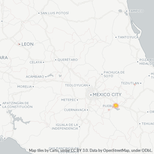 Verksamhetskoncentration i Postnummer 72180 - Puebla, Puebla (delstat)