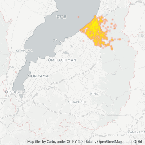 Bedrijfsconcentratie in Postcode 522 - Shiga (prefectuur)