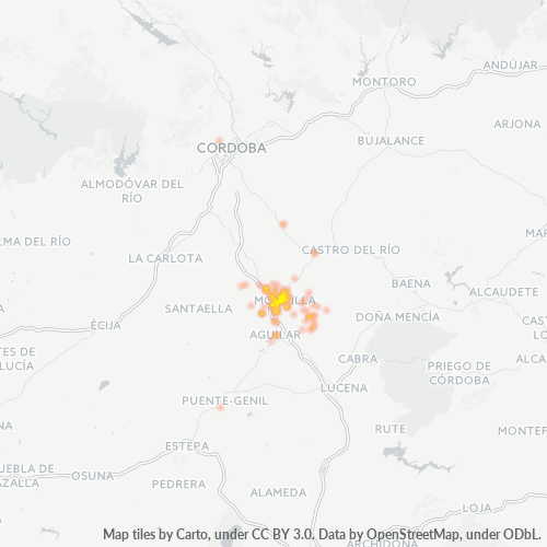 Bedrijfsconcentratie in Postcode 14550 - Montilla, Andalusië