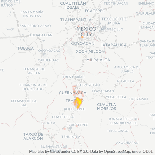 Verksamhetskoncentration i Postnummer 62760 - Jiutepec, Morelos