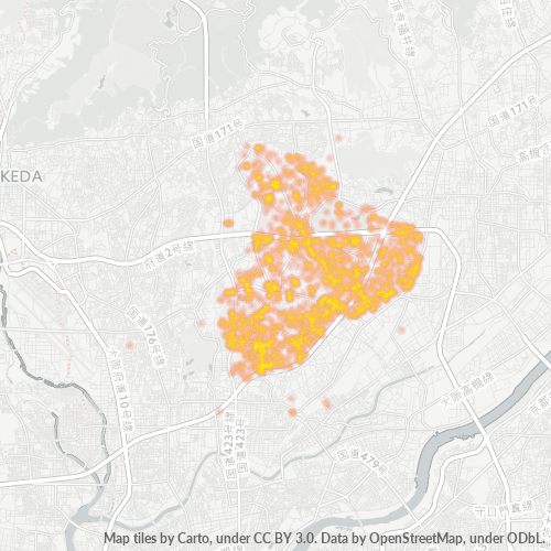 Bedrijfsconcentratie in Postcode 565 - Osaka (prefectuur)