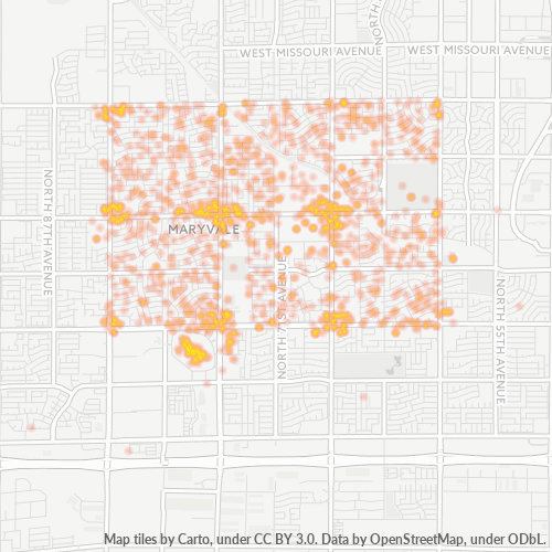 Verksamhetskoncentration i Postnummer 85033 - Phoenix, Arizona