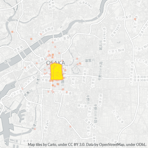 Bedrijfsconcentratie in Postcode 541 - Osaka (prefectuur)
