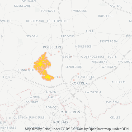 Bedrijfsconcentratie in Postcode 8890 - Terhand, Vlaanderen