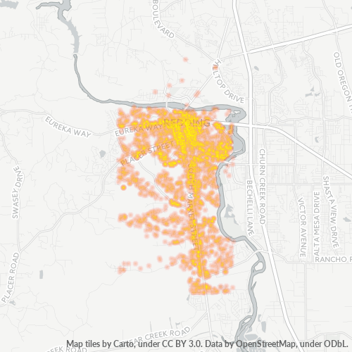 Bedriftskonsentrasjon i Postnummer 96001 - Redding, California