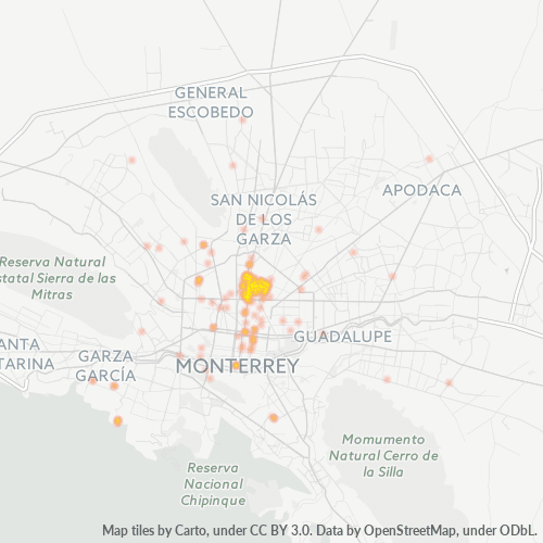 Verksamhetskoncentration i Postnummer 64500 - Monterrey, Nuevo León