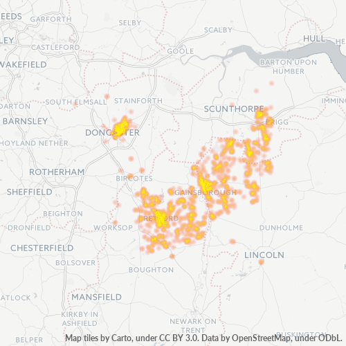 Concentració d'empreses a Codi Postal DN2 - Doncaster, Anglaterra