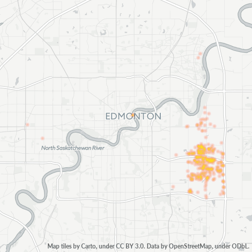 Verksamhetskoncentration i Postnummer T6P - Edmonton, Alberta