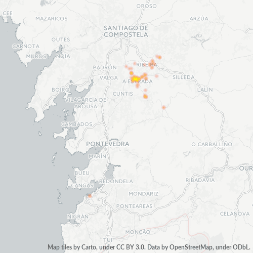 Bedrijfsconcentratie in Postcode 36680 - A Estrada, Galicië (Spanje)