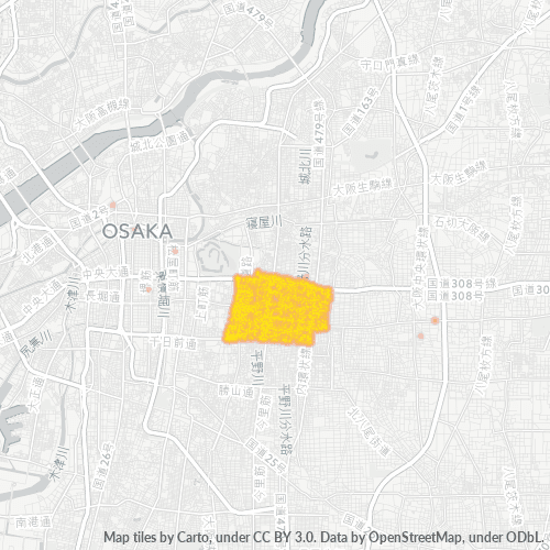 Bedrijfsconcentratie in Postcode 537 - Minoh, Osaka (prefectuur)