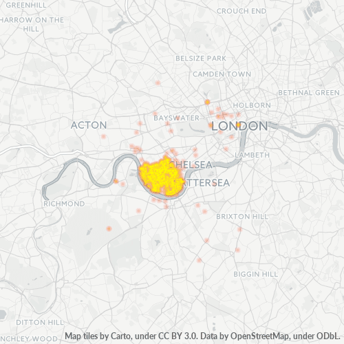 Concentració d'empreses a Codi Postal SW6 - Londres, Anglaterra