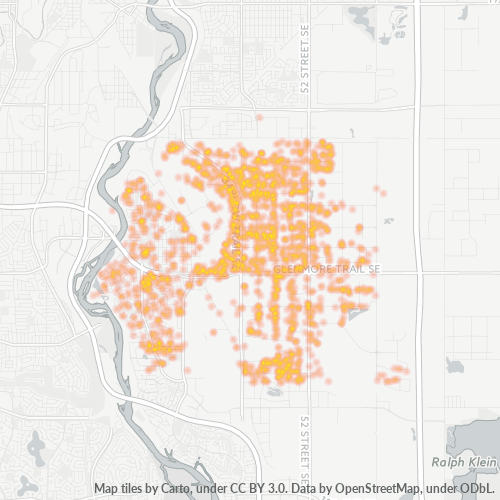 Verksamhetskoncentration i Postnummer T2C - Calgary, Alberta