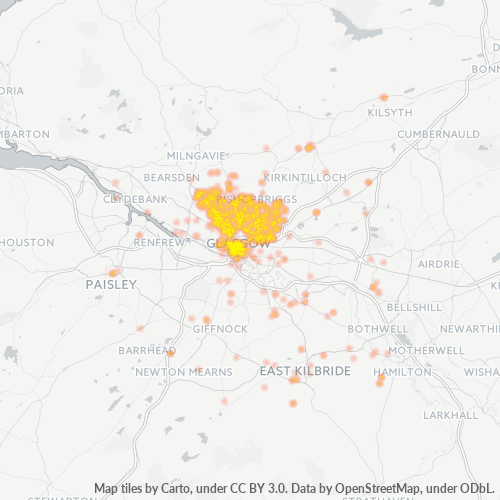Concentració d'empreses a Codi Postal G2 - Glasgow, Escòcia