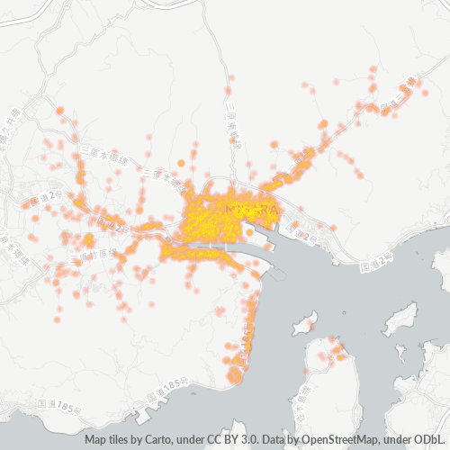 Bedrijfsconcentratie in Postcode 723 - Hiroshima (prefectuur)