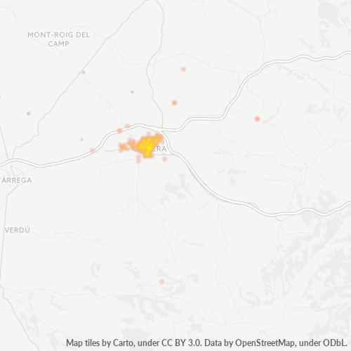 Verksamhetskoncentration i Postnummer 25200 - Cervera, Katalonien