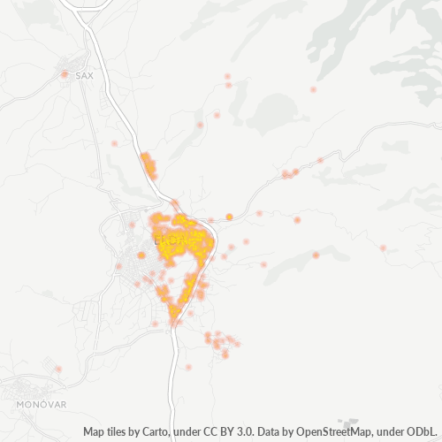 Besighheidskonsentrasie in Poskode 03610 - Spanje
