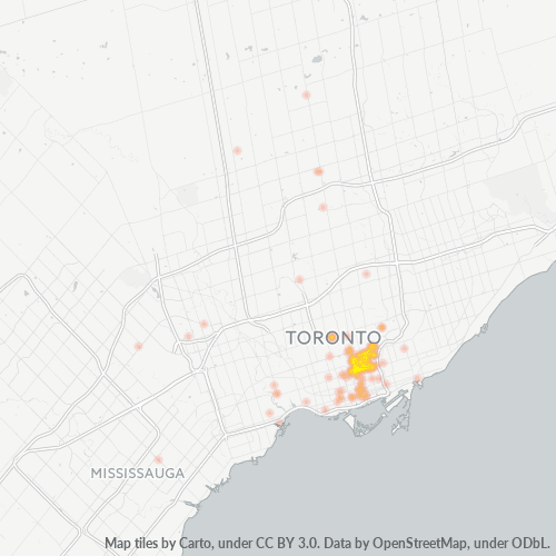 Bedrijfsconcentratie in Postcode M4W - Toronto, Ontario