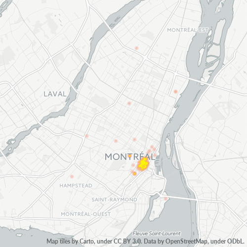 Besighheidskonsentrasie in Poskode H3B - Montreal, Quebec
