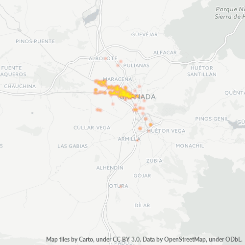 Besighheidskonsentrasie in Poskode 18015 - Granada, Andalusië