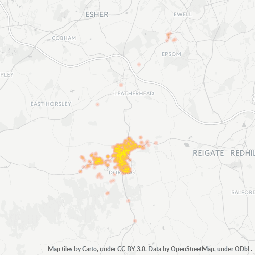 Concentració d'empreses a Codi Postal RH4 - Dorking, Anglaterra