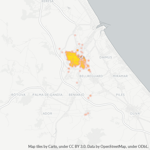 Bedrijfsconcentratie in Postcode 46702 - Gandia, Valencia (autonome gemeenschap)
