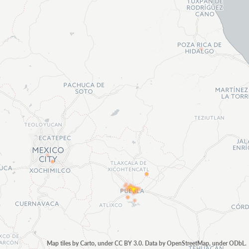 Verksamhetskoncentration i Postnummer 72210 - Puebla (delstat)