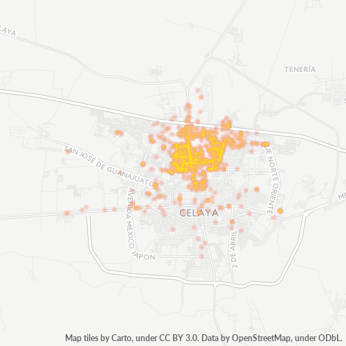Verksamhetskoncentration i Postnummer 38010 - Celaya, Guanajuato (delstat)