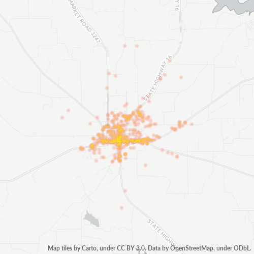 Verksamhetskoncentration i Postnummer 76442 - Comanche, Texas