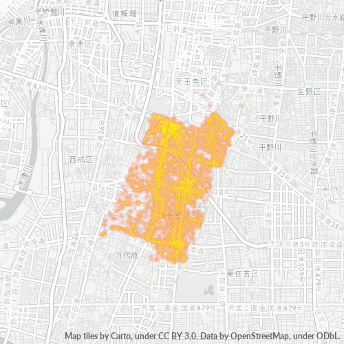 Bedrijfsconcentratie in Postcode 545 - Osaka (prefectuur)